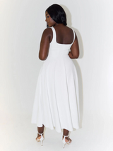 Ffion | Women's Sleeveless Square Neck A-Line Midi Dress