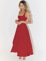 Ffion | Women's Sleeveless Square Neck A-Line Midi Dress