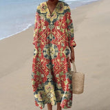 Idunn | Women's Boho Floral Print Midi Dress