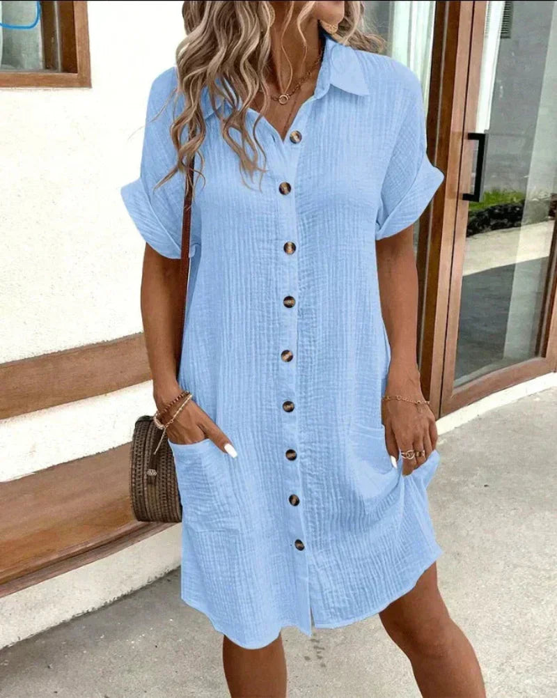 Astrid | Women's Button-Down Shirt Dress with Pockets