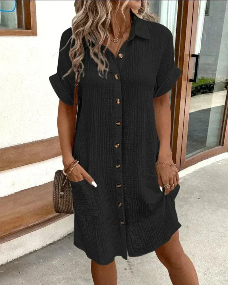 Astrid | Women's Button-Down Shirt Dress with Pockets