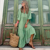 Adaeze | Women's Geometric Print High-Low Maxi Dress