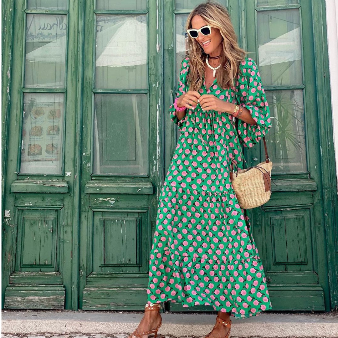 Adaeze | Women's Geometric Print High-Low Maxi Dress