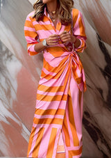 Jacinda | Women's Geometric Print Wrap Midi Dress