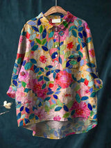Galateia | Women's Novelty Dog Print Long Sleeve Blouse