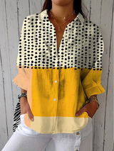 Hedvig | Women's Polka Dot Colour Block Long Sleeve Shirt