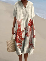 Mehetabel | Women's Printed Long Sleeve Midi Dress