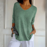 Valdis | Women's Relaxed V-Neck Knit Top with 3/4 Sleeves