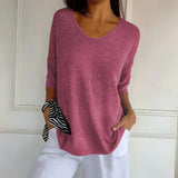 Valdis | Women's Relaxed V-Neck Knit Top with 3/4 Sleeves