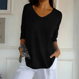 Valdis | Women's Relaxed V-Neck Knit Top with 3/4 Sleeves