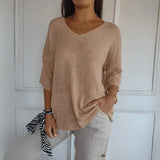Valdis | Women's Relaxed V-Neck Knit Top with 3/4 Sleeves