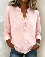 Kezia | Women's Ruffle V-Neck Long Sleeve Blouse