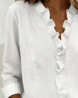 Kezia | Women's Ruffle V-Neck Long Sleeve Blouse