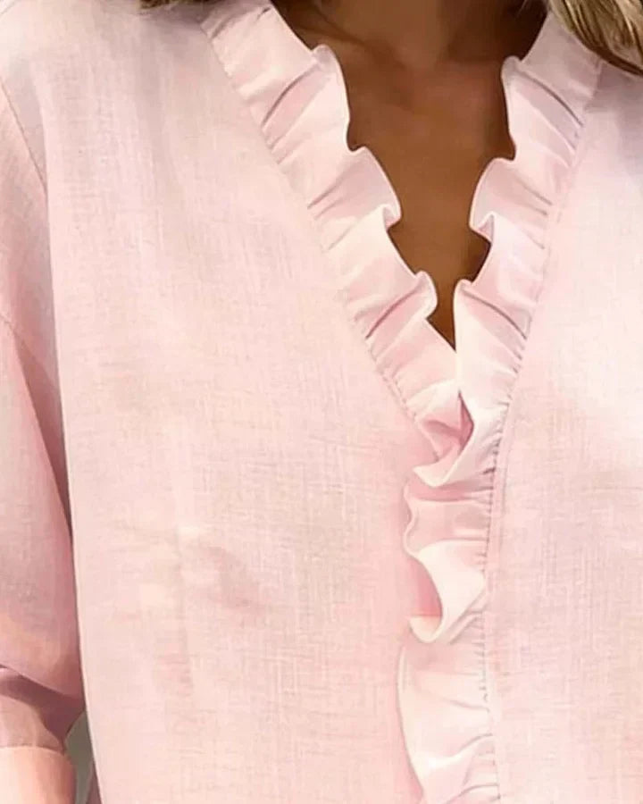 Kezia | Women's Ruffle V-Neck Long Sleeve Blouse