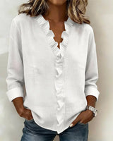 Kezia | Women's Ruffle V-Neck Long Sleeve Blouse