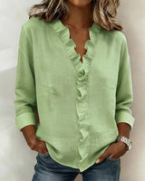 Kezia | Women's Ruffle V-Neck Long Sleeve Blouse