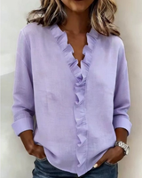 Kezia | Women's Ruffle V-Neck Long Sleeve Blouse