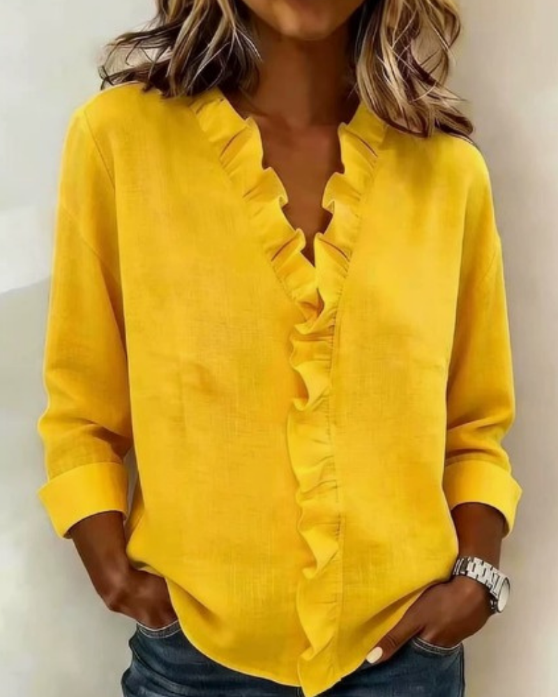 Kezia | Women's Ruffle V-Neck Long Sleeve Blouse