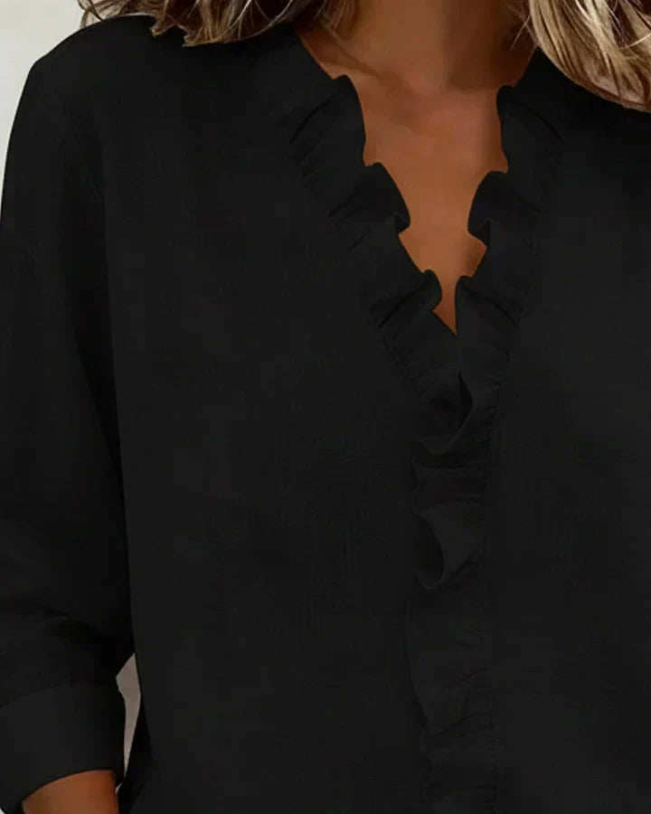 Kezia | Women's Ruffle V-Neck Long Sleeve Blouse