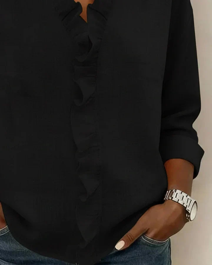 Kezia | Women's Ruffle V-Neck Long Sleeve Blouse