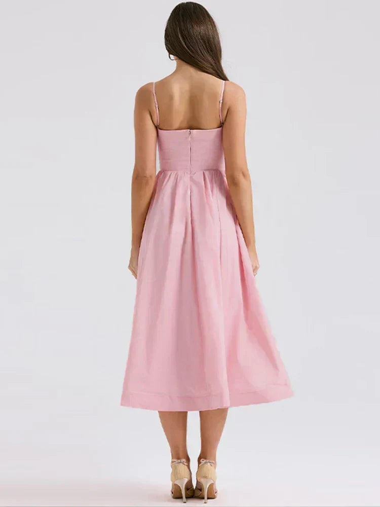 Lavinia | Women's Spaghetti Strap Midi Flare Dress