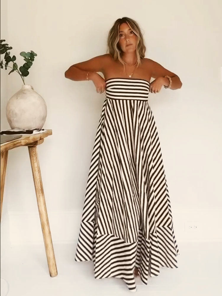 Odette | Women's Strapless Striped Maxi Dress