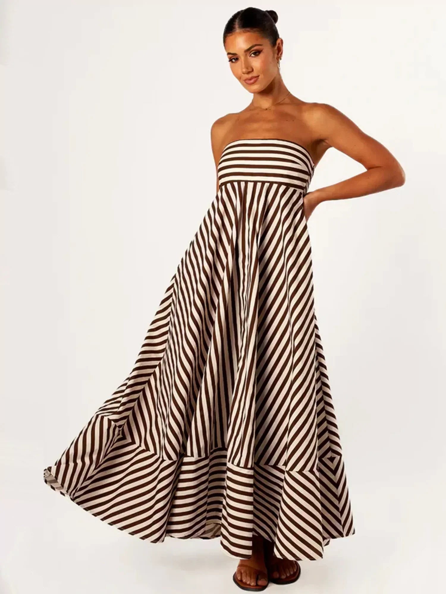 Odette | Women's Strapless Striped Maxi Dress