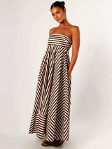 Odette | Women's Strapless Striped Maxi Dress