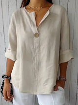 Ailsa | Women's V-Neck 3/4 Sleeve Button Blouse