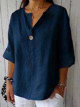 Ailsa | Women's V-Neck 3/4 Sleeve Button Blouse