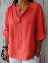 Ailsa | Women's V-Neck 3/4 Sleeve Button Blouse