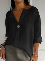 Ailsa | Women's V-Neck 3/4 Sleeve Button Blouse