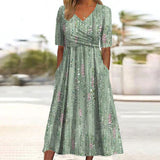 Nerida | Women's Floral Print High Waist Midi Dress