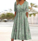 Nerida | Women's Floral Print High Waist Midi Dress
