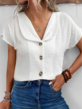 Aswen | Women's Relaxed Fit Button-Down Summer Blouse