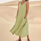 Nadira | Women's Sleeveless Relaxed Midi Dress with Pockets