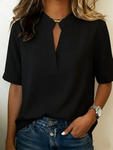 Ondine | Women's V-Neck Short Sleeve Blouse