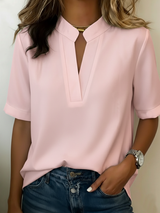Ondine | Women's V-Neck Short Sleeve Blouse