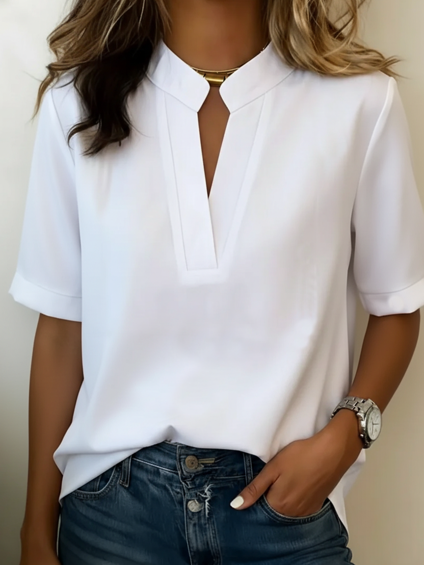 Ondine | Women's V-Neck Short Sleeve Blouse