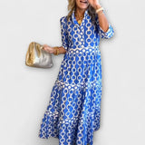 Cambria | Women's Chain Print Tiered Midi Dress