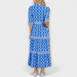 Cambria | Women's Chain Print Tiered Midi Dress