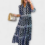 Cambria | Women's Chain Print Tiered Midi Dress