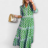 Cambria | Women's Chain Print Tiered Midi Dress