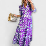 Cambria | Women's Chain Print Tiered Midi Dress