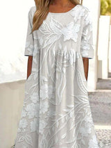 Calixta | Women's Floral Lace Midi Dress with 3/4 Sleeves