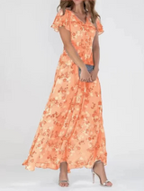 Aswyn | Women's Floral Maxi Dress Flutter Sleeve