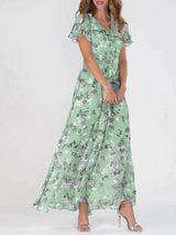 Aswyn | Women's Floral Maxi Dress Flutter Sleeve