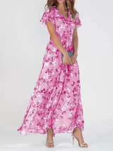Aswyn | Women's Floral Maxi Dress Flutter Sleeve
