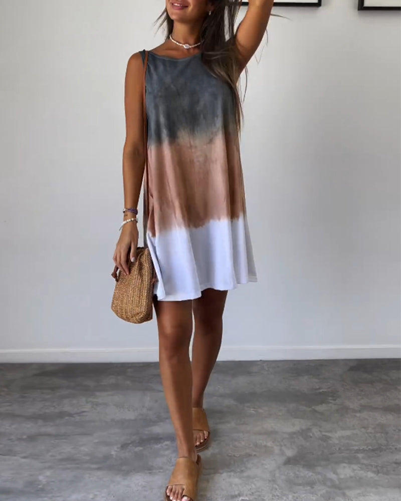 Alcyone | Women's Gradient Tie Dye Sleeveless Mini Dress