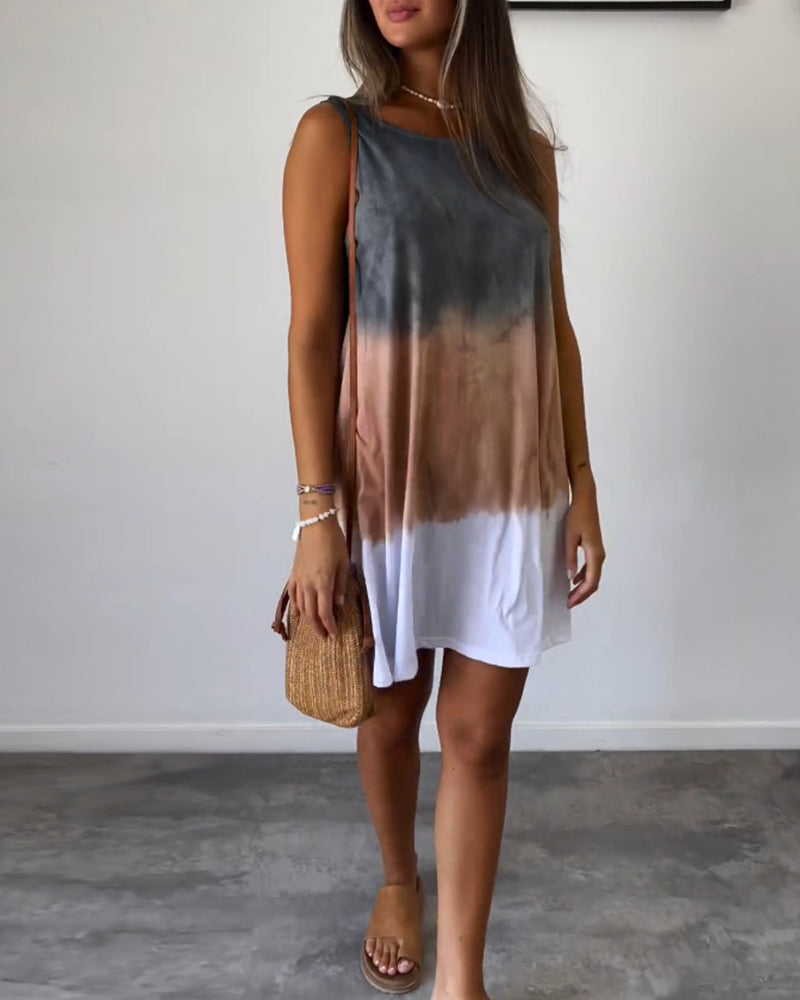 Alcyone | Women's Gradient Tie Dye Sleeveless Mini Dress